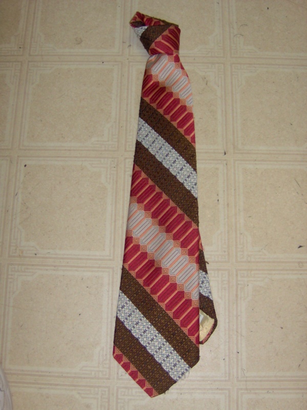 Brown and white and red and orange Necktie-TI 6253- striped patterns