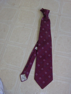 Burgandy and white and blue Necktie-TI 7002- solid with small squares