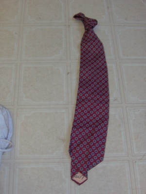 Burgandy, white, navy, and yellow Necktie-TI 7007- Solid with medium flower circles