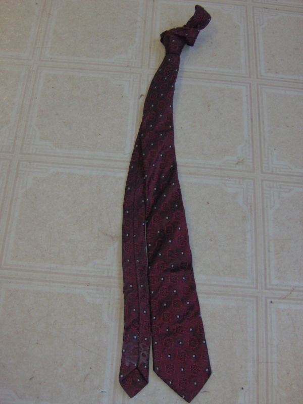 burgandy, white, black Necktie-TI 7010- solid with tonal squares and small dots