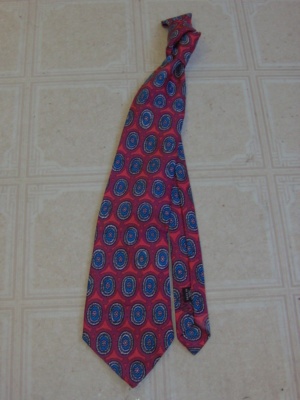 Burgundy and blue and blue Necktie-TI 7011- solid with large circles and flowers
