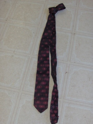 Red, black, and white Necktie-TI 7012- solid with overlay diamonds and dots