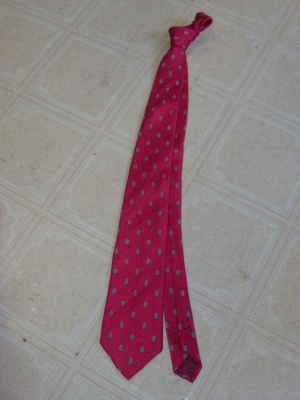 Red, blue, white, and yellow Necktie-TI 7014- solid with circles