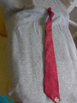 Dark red Necktie-TI 7026- solid with tonal flowers
