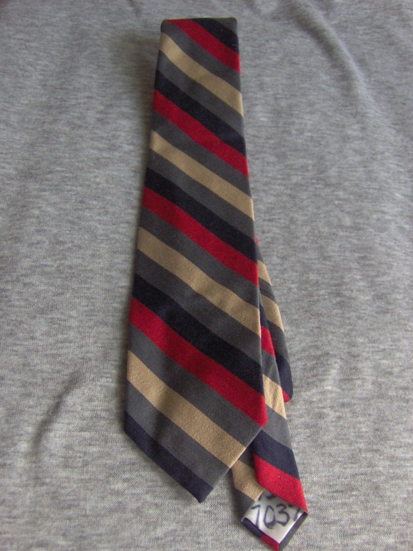 Red, blue, grey, and tan Necktie-TI 7037- Diagonal Stripe