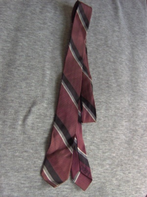 Red, black, grey, and white Necktie-TI 7039- Diagonal Stripe