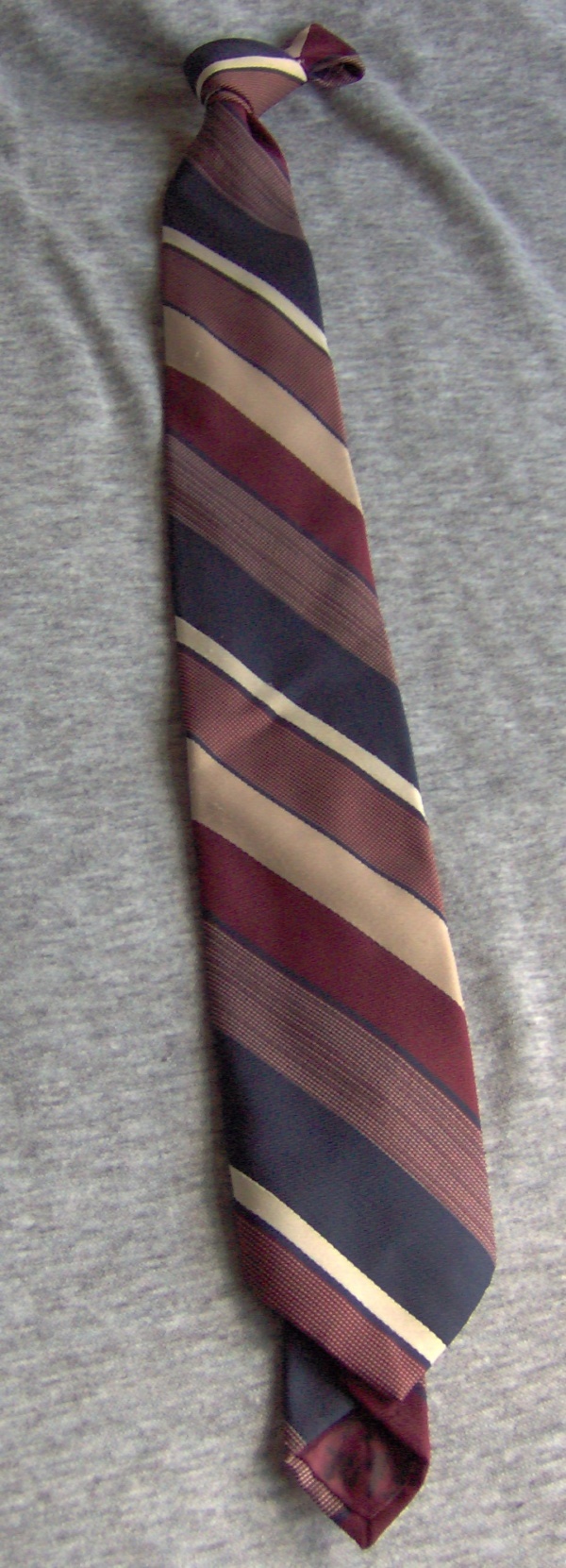 Burgandy, blue, cream, and white Necktie-TI 7043- Diagonal Stripe