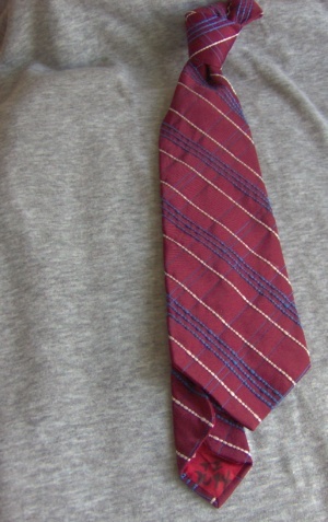 Burgundy, blue, and white Necktie-TI 7044- Diagonal Stripe