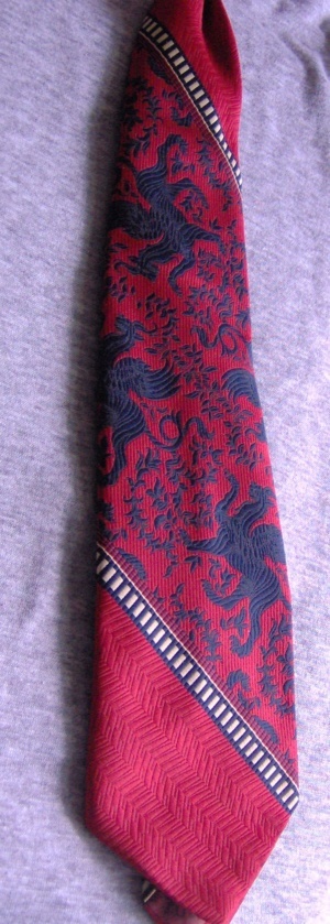 Dark red, black, and cream Necktie-TI 7066- winged lion