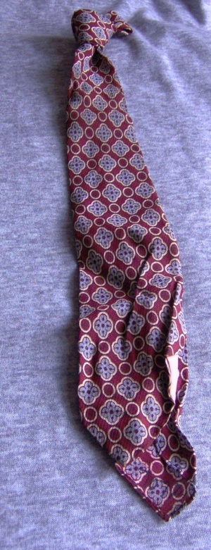 Dark red, blue, and cream Necktie-TI 7072- geometric designs