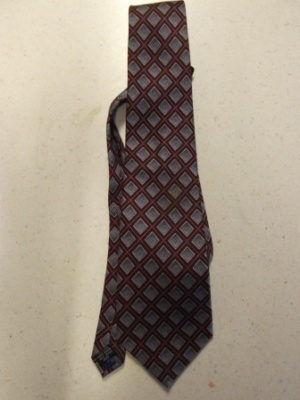 Red, grey, and blue Necktie-TI 7089- geometric pattern