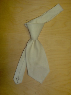 White Necktie-TI 8008- flower tone on tone