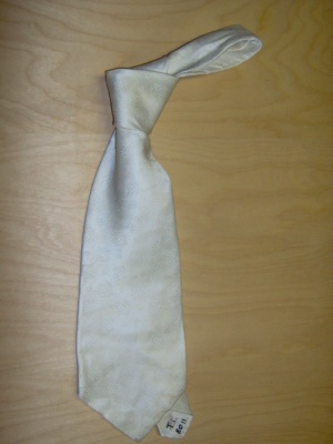 White Necktie-TI 8011- geometrical print tone on tone