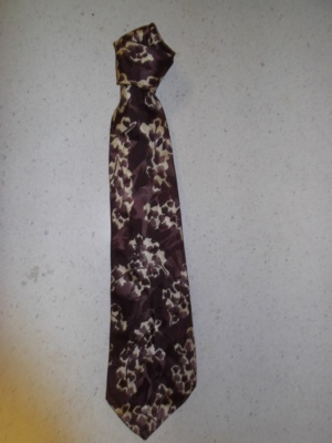 Purple and ivory Necktie-TI 9031- Abstract flower painted design.