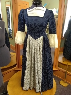 Blue and white Period Dress-Wm Pd Dr 4128-Bust 33