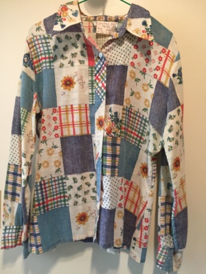Blue green yellow red tan Modern Blouse-Mod Bl 4626-Chest 42