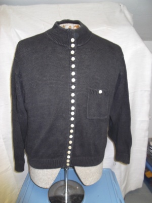 Black Cardigan Sweater-Swtr Crd 1500-Chest 46