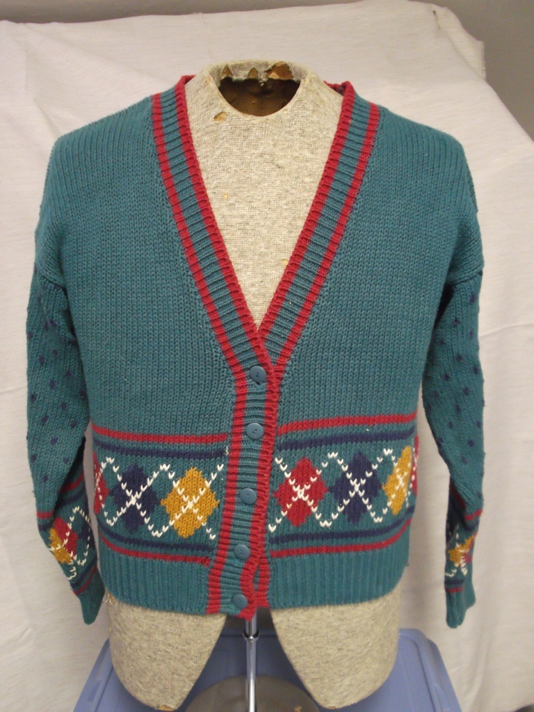 Green and red Cardigan Sweater-Swtr Crd 3425-Chest 44 – Costume