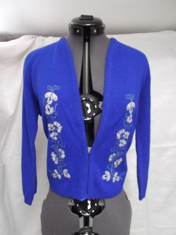 Blue Cardigan Sweater-Swtr Crd 4201-Chest 40
