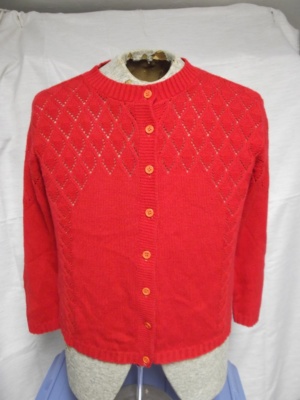 red Cardigan Sweater-Swtr Crd 7500-Chest 46