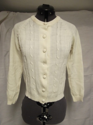 White Cardigan Sweater-Swtr Crd 8100-Chest 33