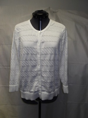 White Cardigan Sweater-Swtr Crd 8203-Chest 40