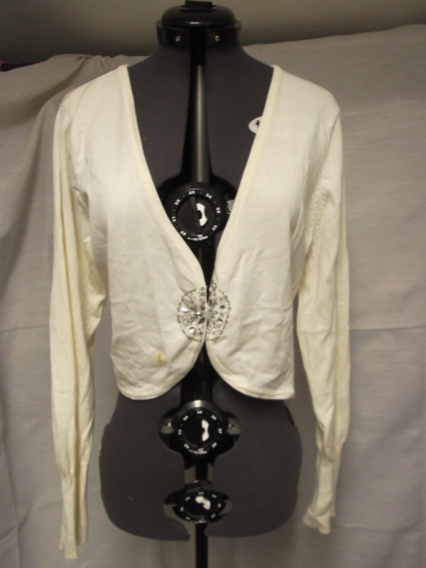 white Cardigan Sweater-Swtr Crd 8402-Chest 44
