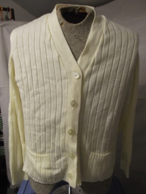 White Cardigan Sweater-Swtr Crd 8700-Chest 50