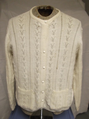 White Cardigan Sweater-Swtr Crd 8701-Chest 50