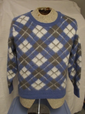Blue, white, brown Sweater Pullover-Swtr Pllvr 4226-Chest 40