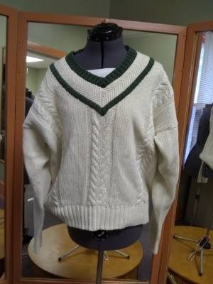 White and brown Sweater Pullover-Swtr Pllvr 8700-Chest 50