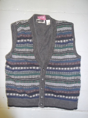 Grey and blue Sweater Vest-Swtr Vst 2425-Chest 44