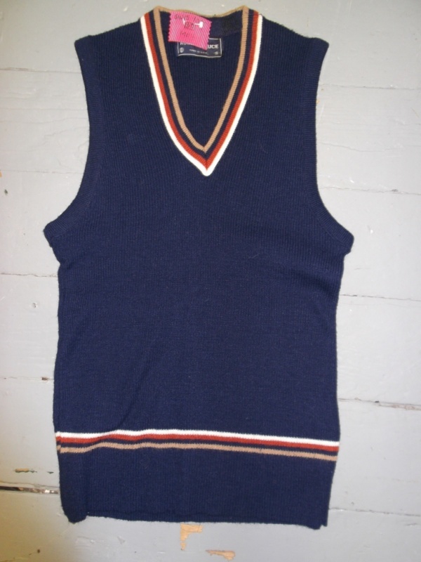 Blue, brown, white Sweater Vest-Swtr Vst 4000-Chest 36