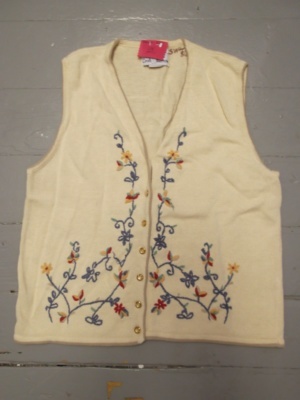 White, blue, yellow Sweater Vest-Swtr Vst 8325-Chest 42