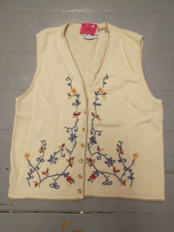 White, blue, yellow Sweater Vest-Swtr Vst 8325-Chest 42