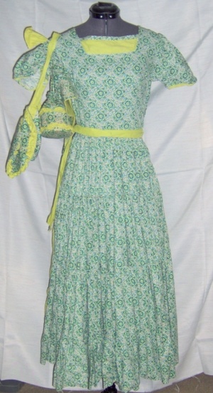 Green white Period Dress-Wm Pd Dr 3127-Bust 32