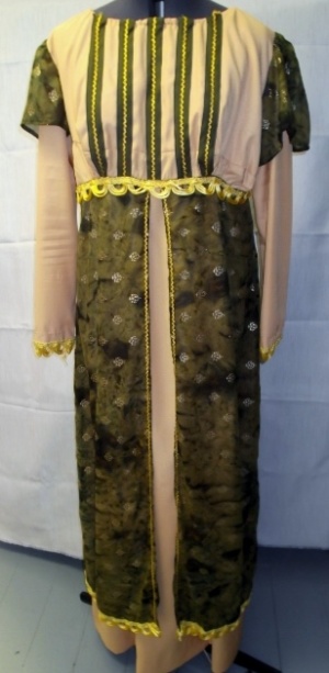 green and yellow/gold Period Dress-Wm Pd Dr 3726-CC'15-Bust 45