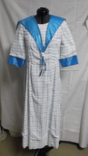 Blue and White Period Dress-Wm Pd Dr 4376-MM'09-Bust 36