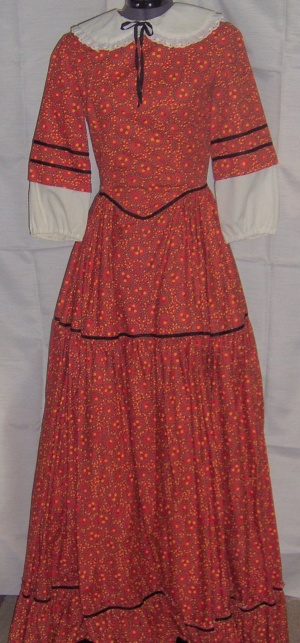 Orange White Black Period Dress-Wm Pd Dr 5125-Bust 33