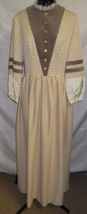 Yellow Brown White Period Dress-Wm Pd Dr 5325-Bust 36
