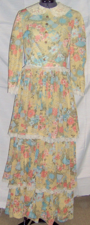 Yellow Blue Peach Ivory Period Dress-Wm Pd Dr 5326-Bust 36