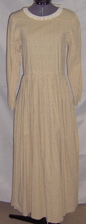 Brown Tan Ivory Period Dress-Wm Pd Dr 6125-Bust 35