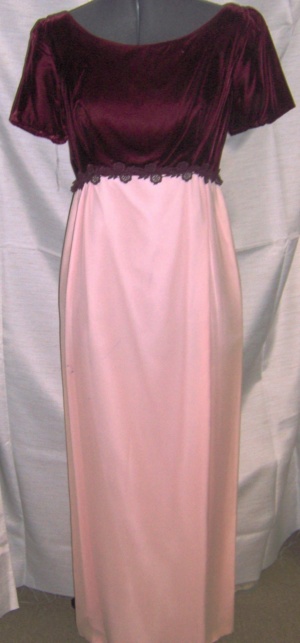 Burgundy peach Period Dress-Wm Pd Dr 7200-Bust 35