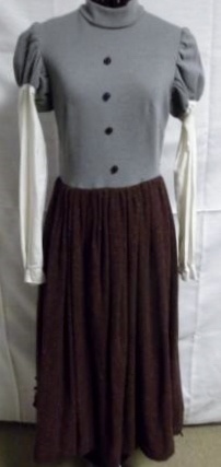 grey white burgundy Period Dress-Wm Pd Dr 2325-CC'05-Bust 36