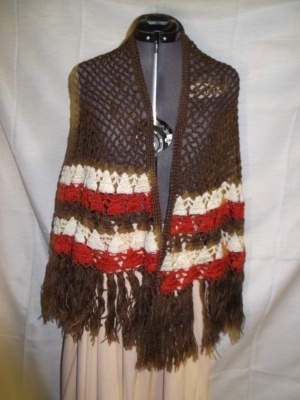Brown Ivory Red Shawl-Wm Swl 6010-Waist