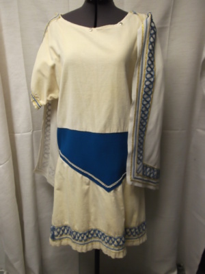 White, blue, and gold Greco-Roman Tunic-GR TNC 8140-Chest 40