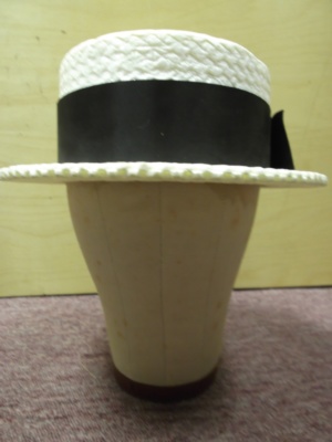White and black Boater Hats-BTR HT 8008-Size 23