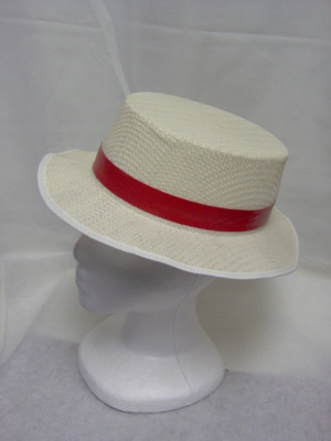 White and Red Boater Hats-BTR HT 8009-Size 23