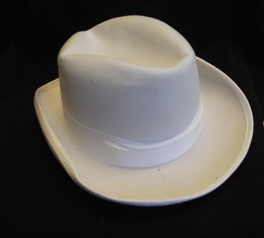 White top homburg hat