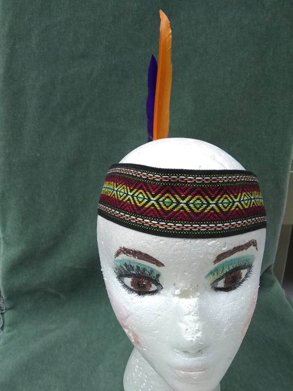 Black, red, and yellow Indian Headbands-IND HDBD 1003-Size One Size Fits All
